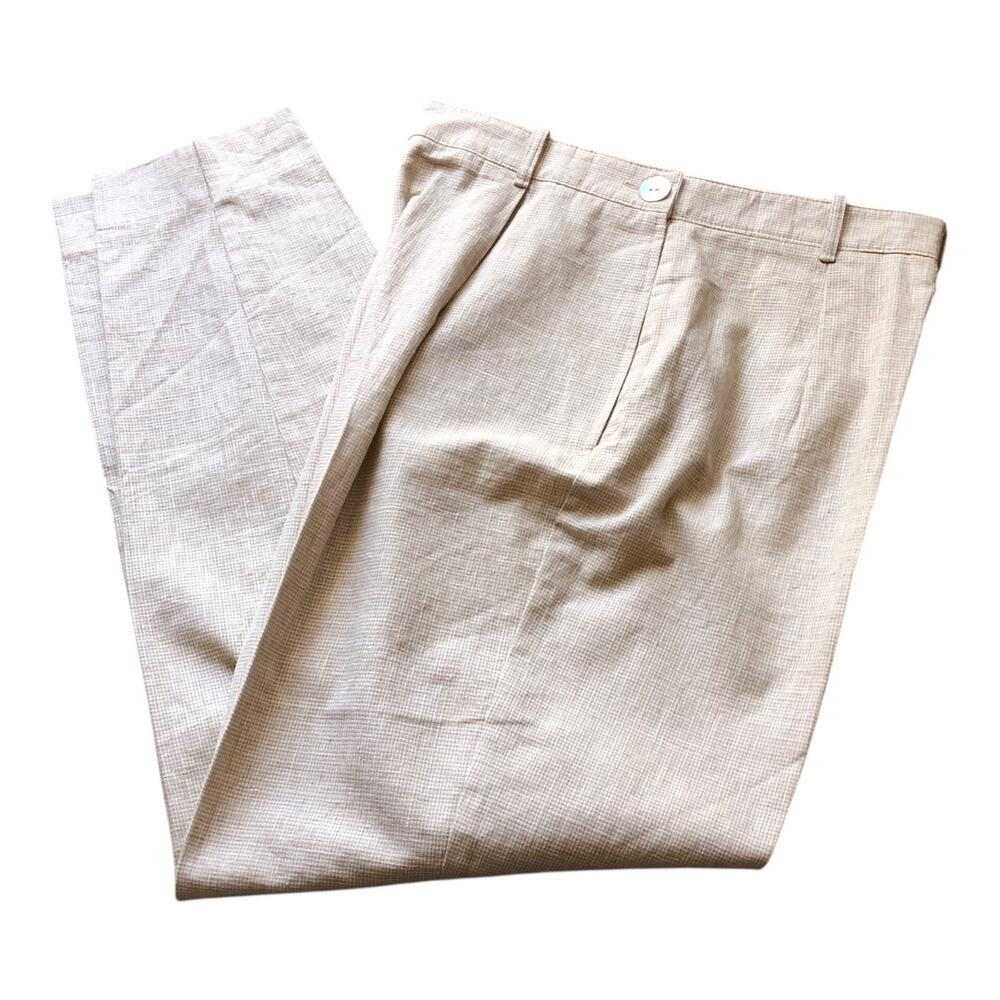 F.L. Malik Beige High Waisted Linen Rayon Tapered Pants Womens Size 12 NWT